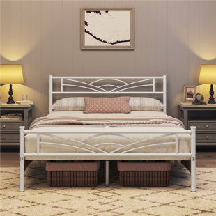 White metal deals bed frame wayfair